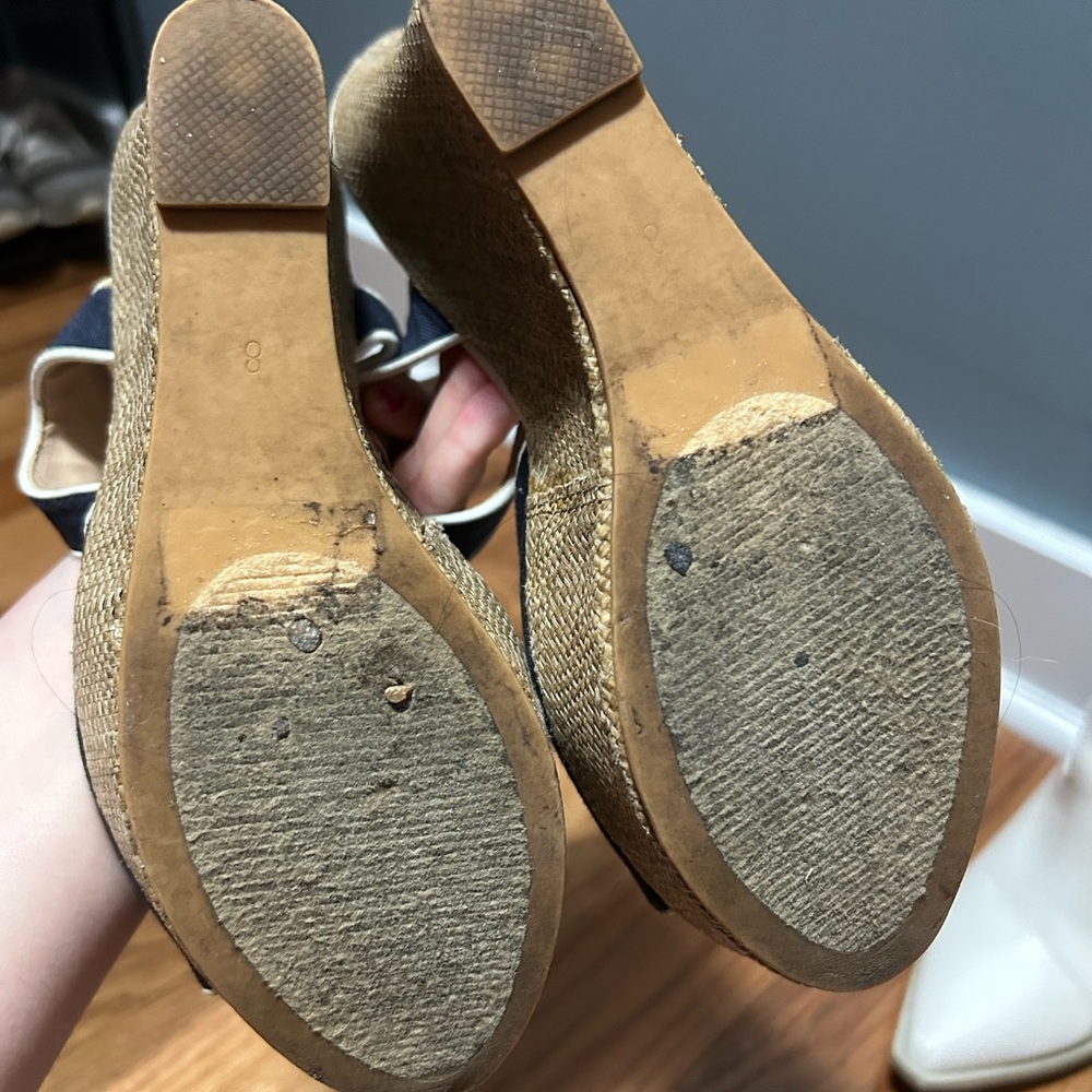 Francesca's Collections Black and Cream Wedge Sandals - Picture 6 of 6